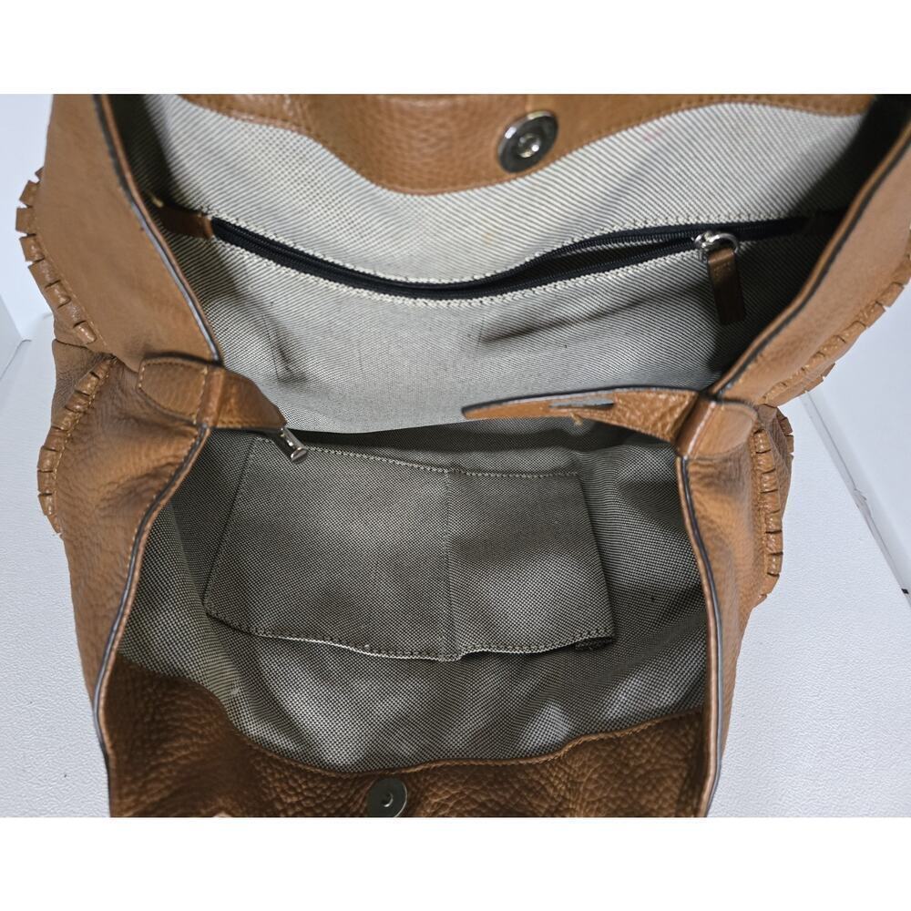 Vince Camuto Hobo Shoulder Bag Pebbled Leather Purse Tassels in Cognac Brown Lg - Picture 11 of 13